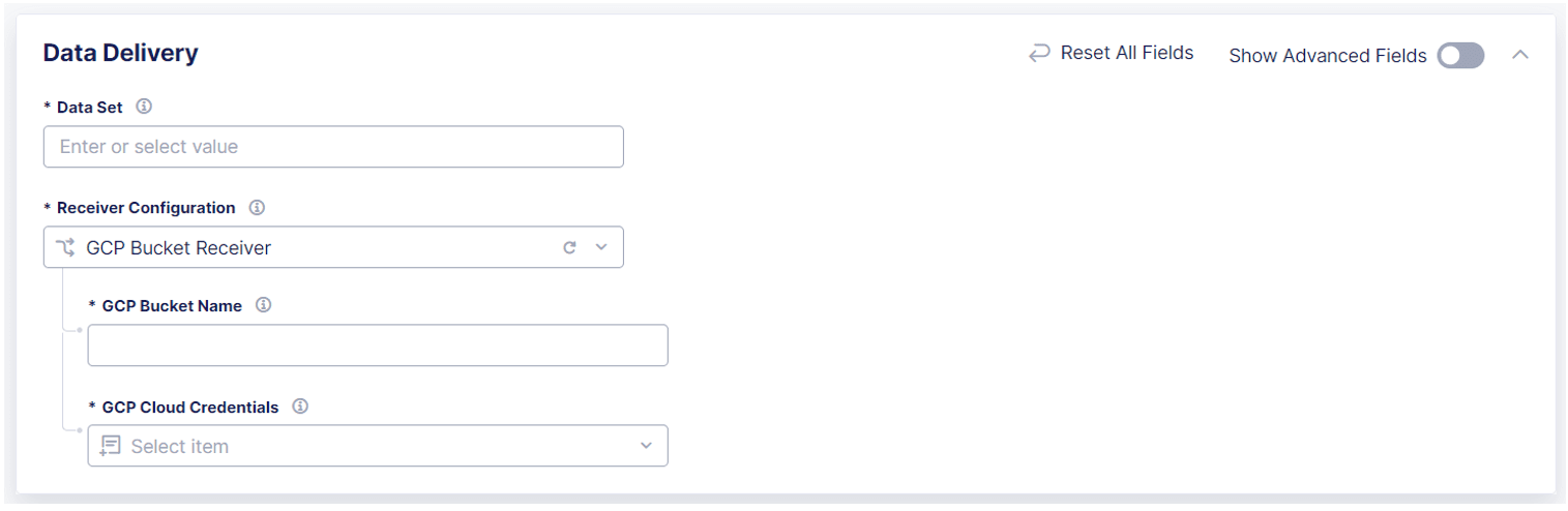 Figure: Configure a GCP Bucket Receiver
