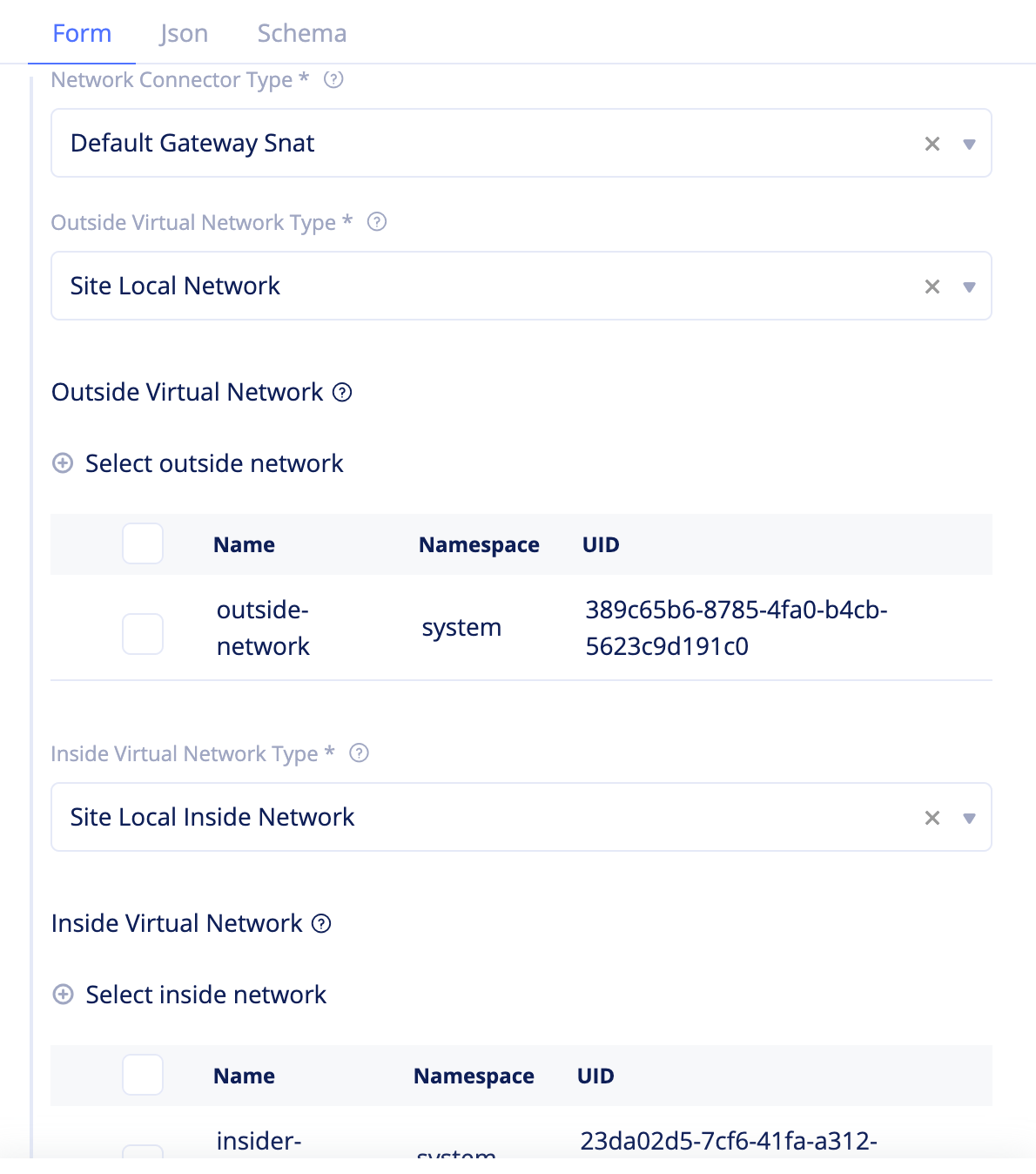 Figure: Network Connector Creation