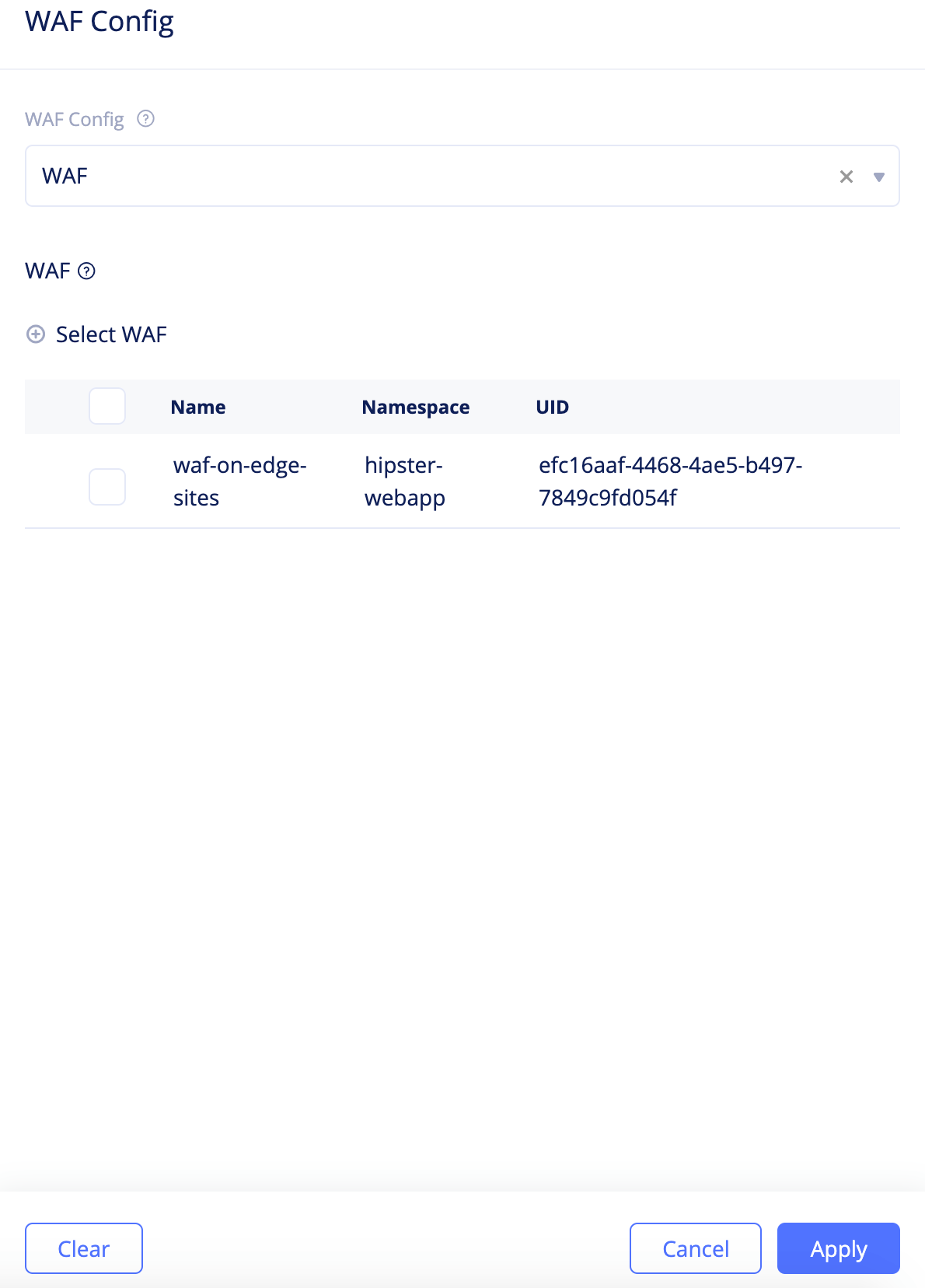 Figure: Apply WAF to Virtual Host