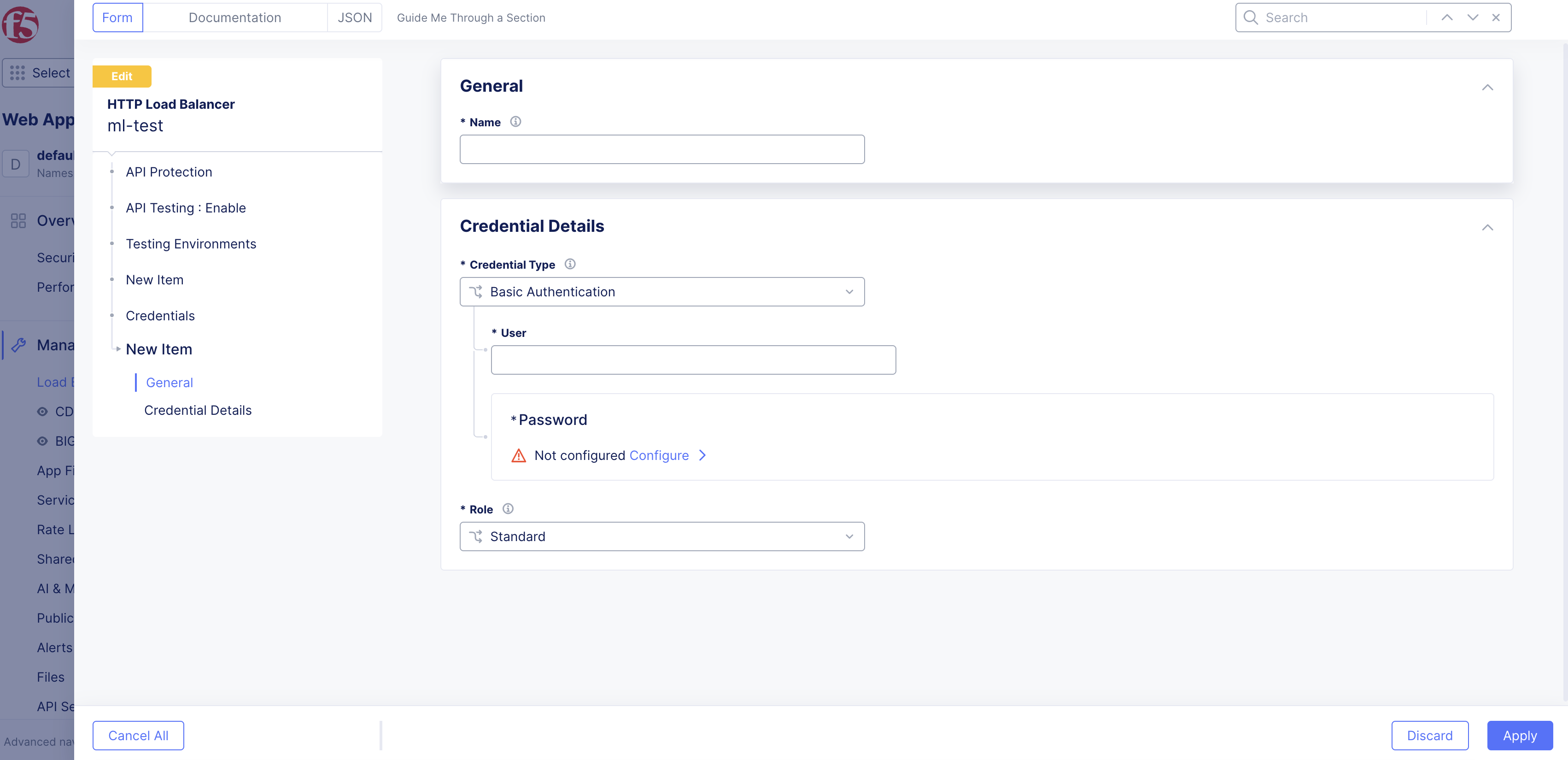 Figure: Add Credentials