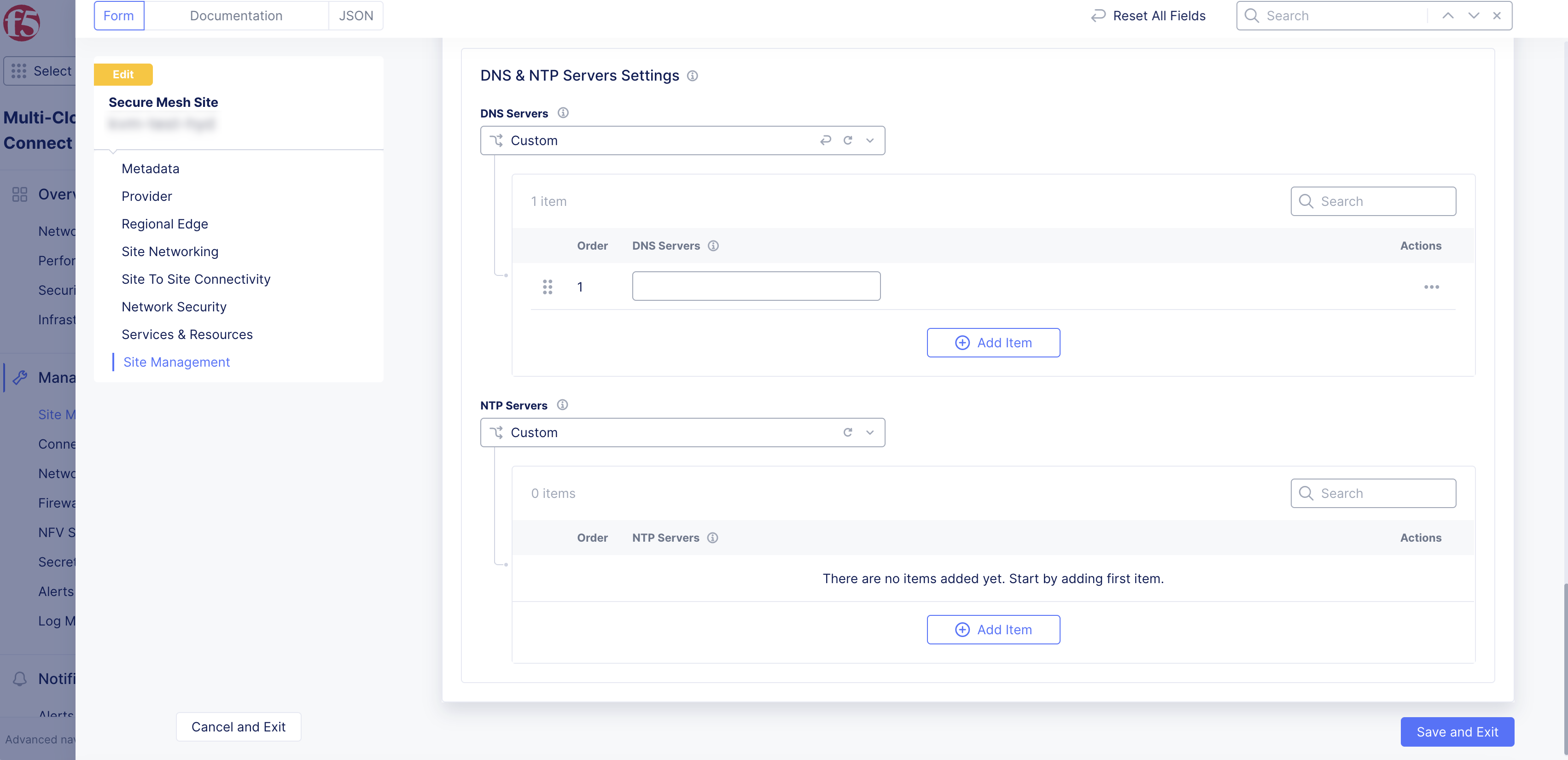 Figure: Configure Custom DNS and NTP Servers