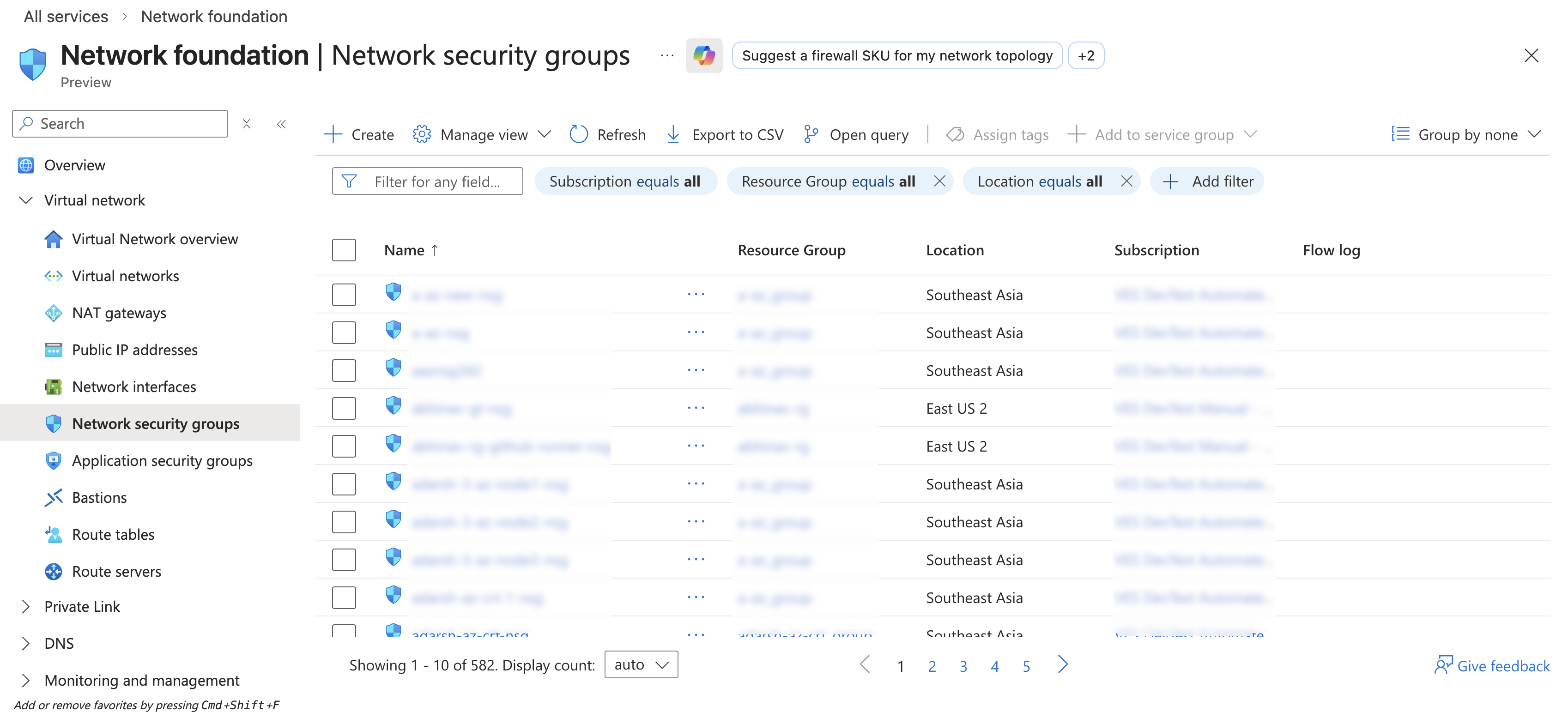 Figure: Network Security Groups
