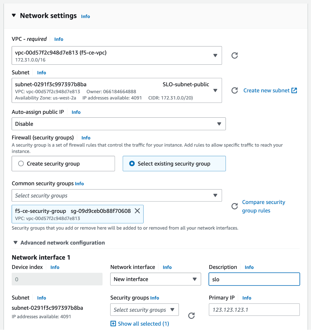 Figure: Configure Network Interface 1