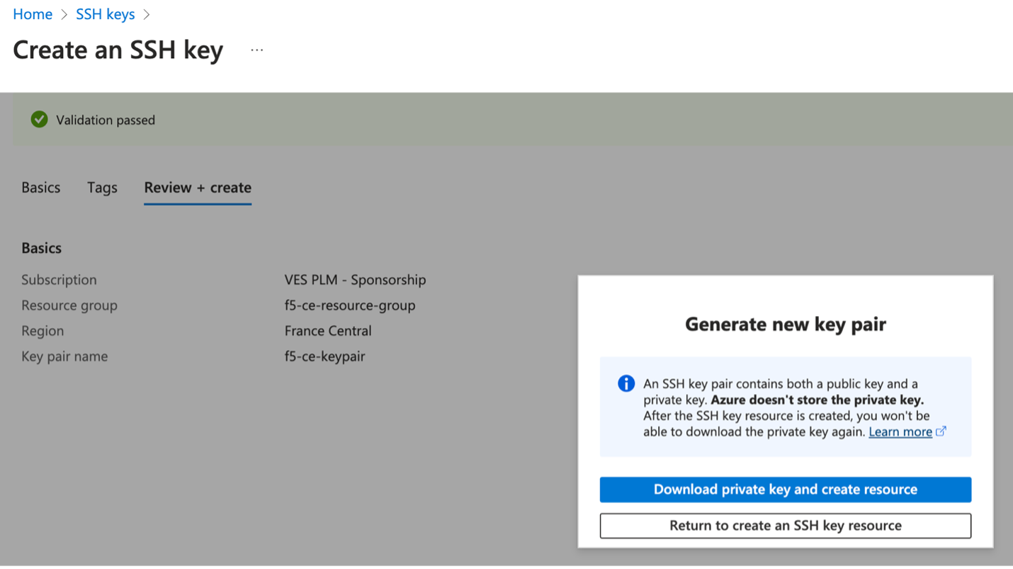 Figure: Download SSH Key Pairs