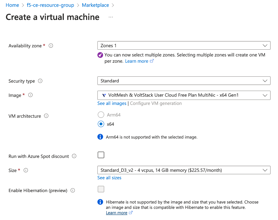 Figure: Configure VM Instance Type