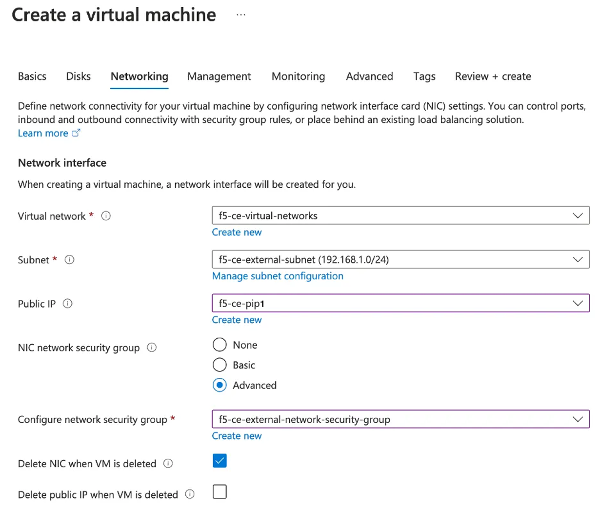 Figure: Configure VM Networking
