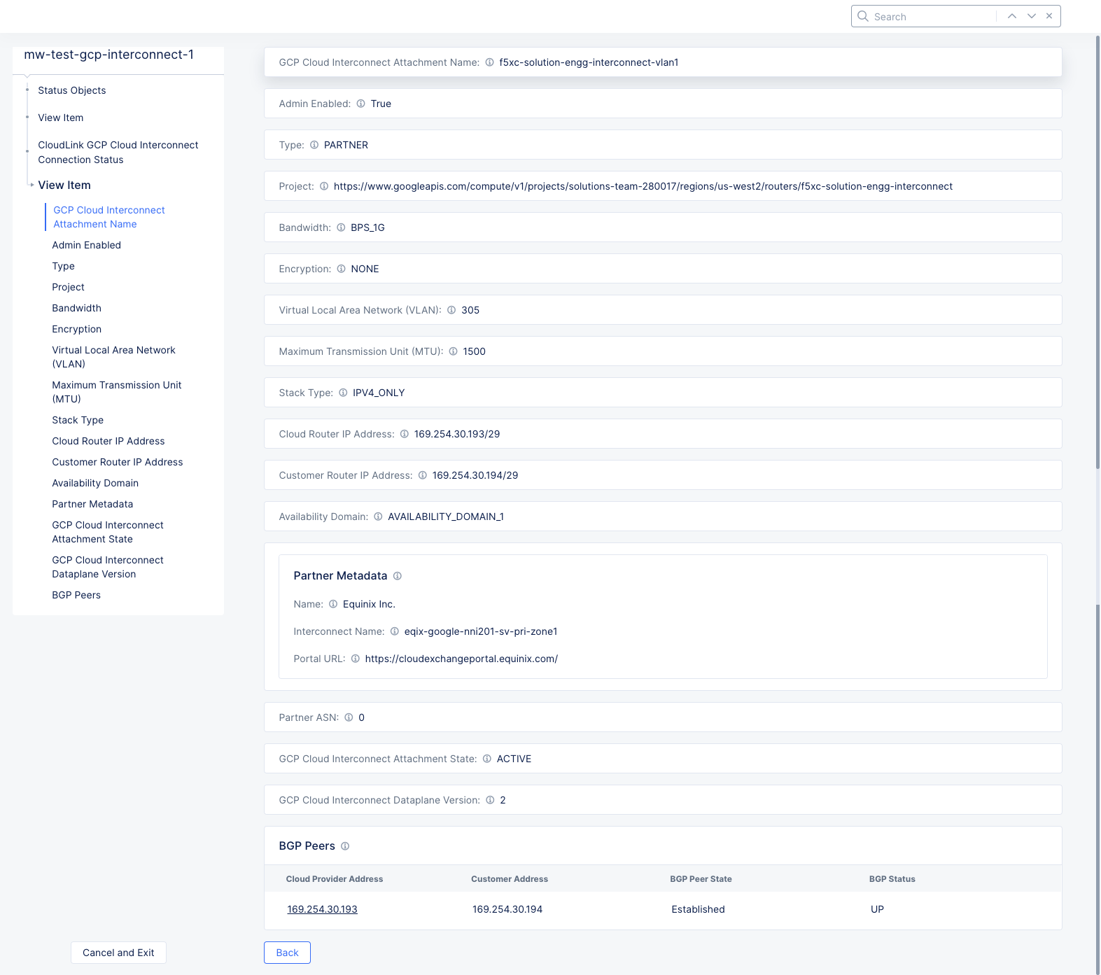Figure: GCP GCP Router Status