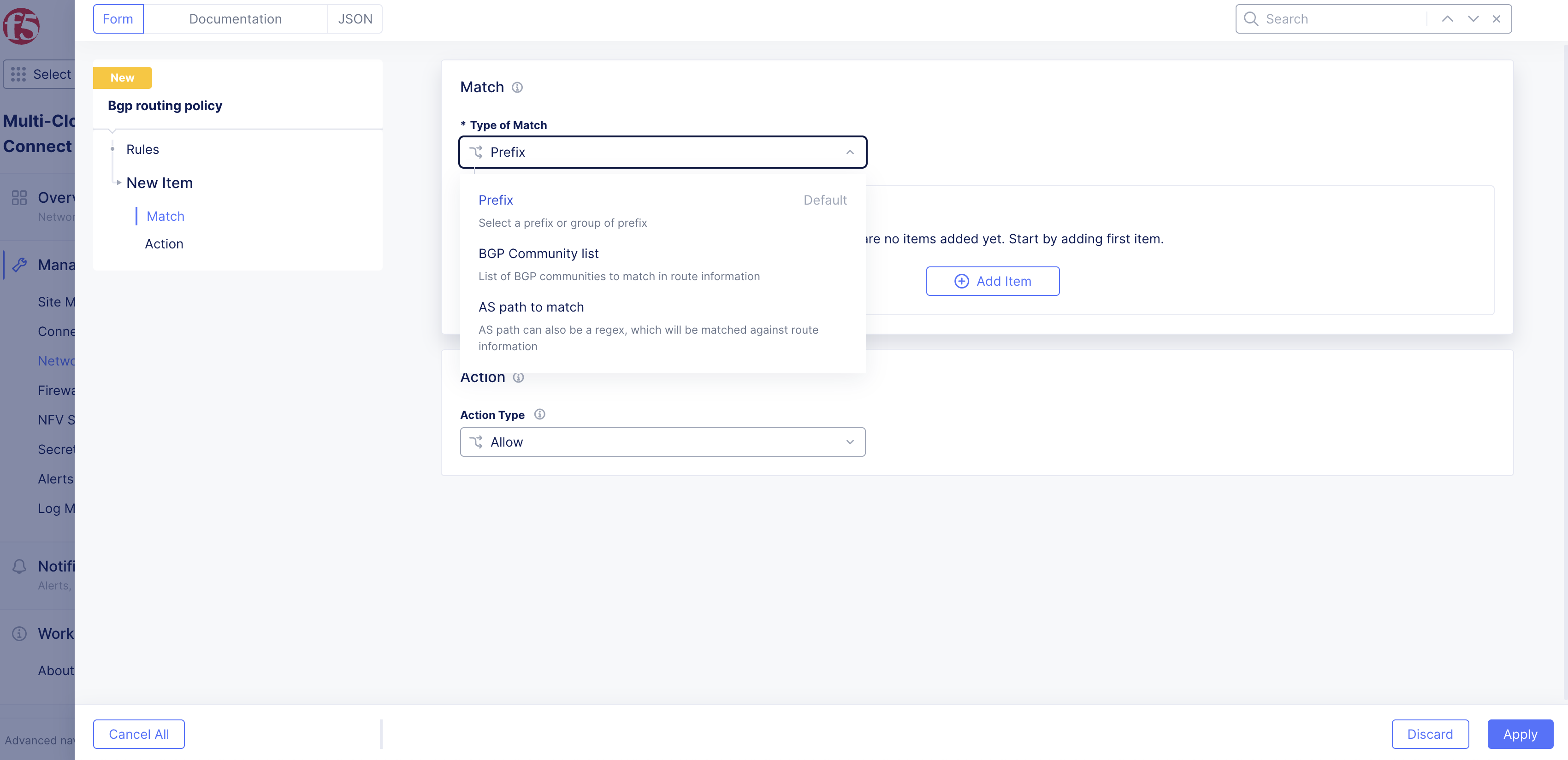 Figure: Match Menu Options