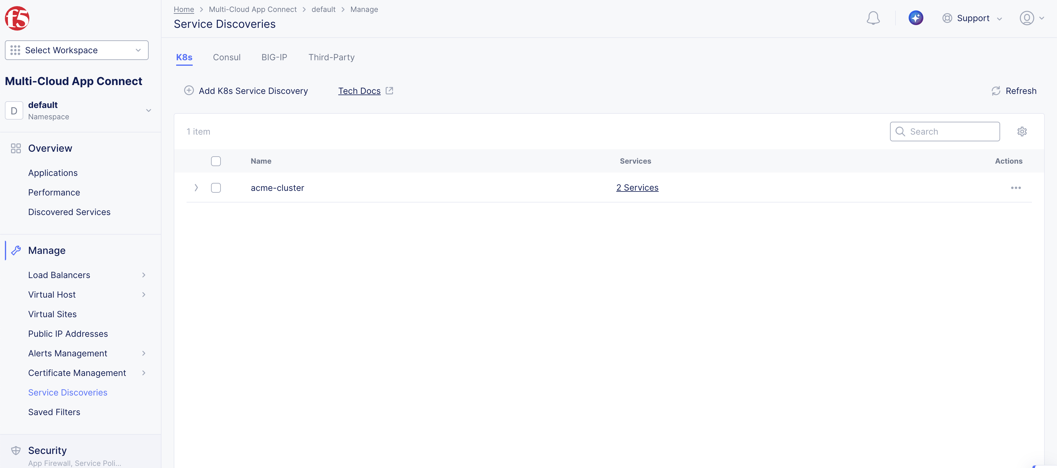 Figure: Service Discovery Created