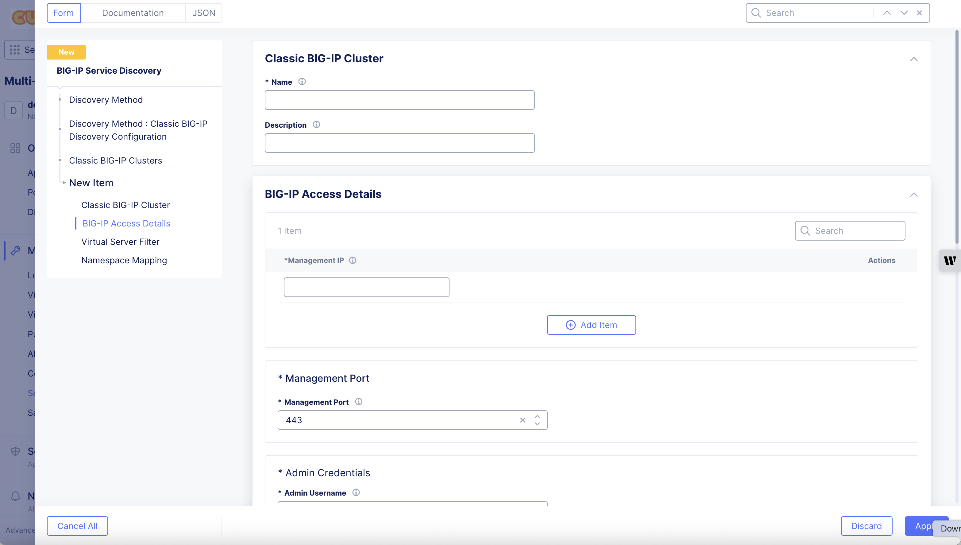 Figure: Add BIG-IP Access Details