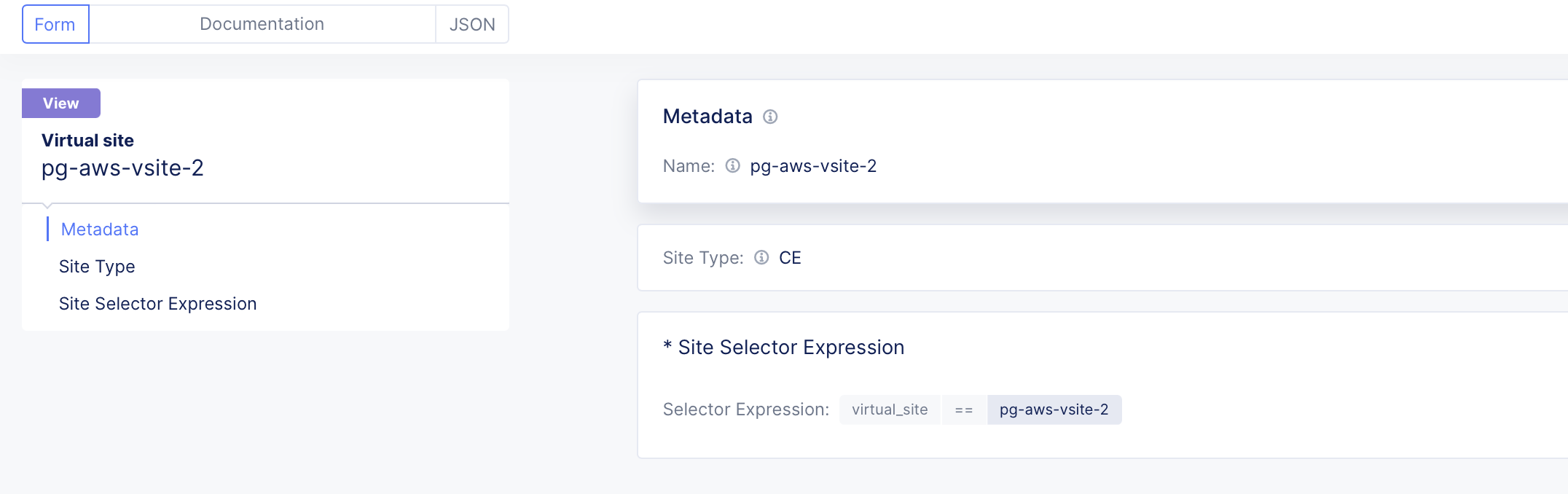 Figure: pg-aws-vsite-2 for Origin Servers