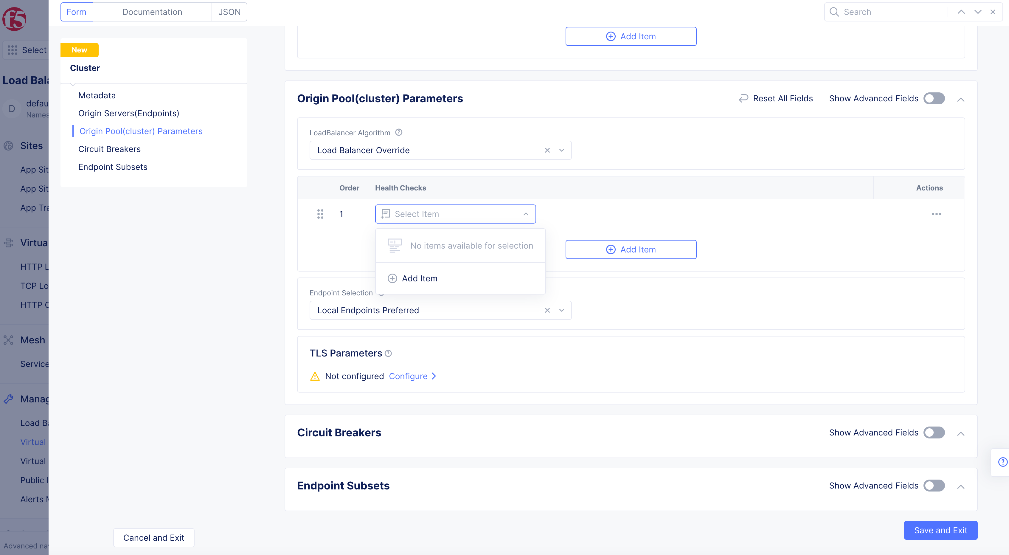 Figure: Cluster Health Check Selection