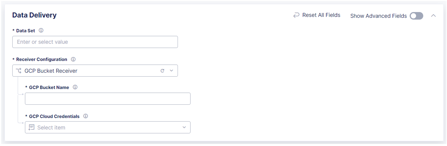 Figure: Configure a GCP Bucket Receiver