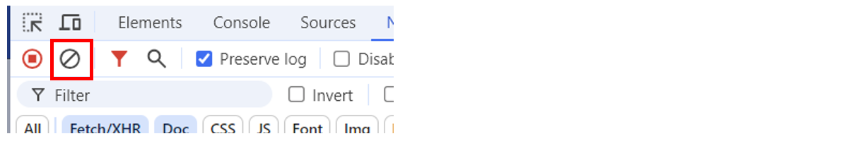 Figure: Developer Tools - Clear previous requests